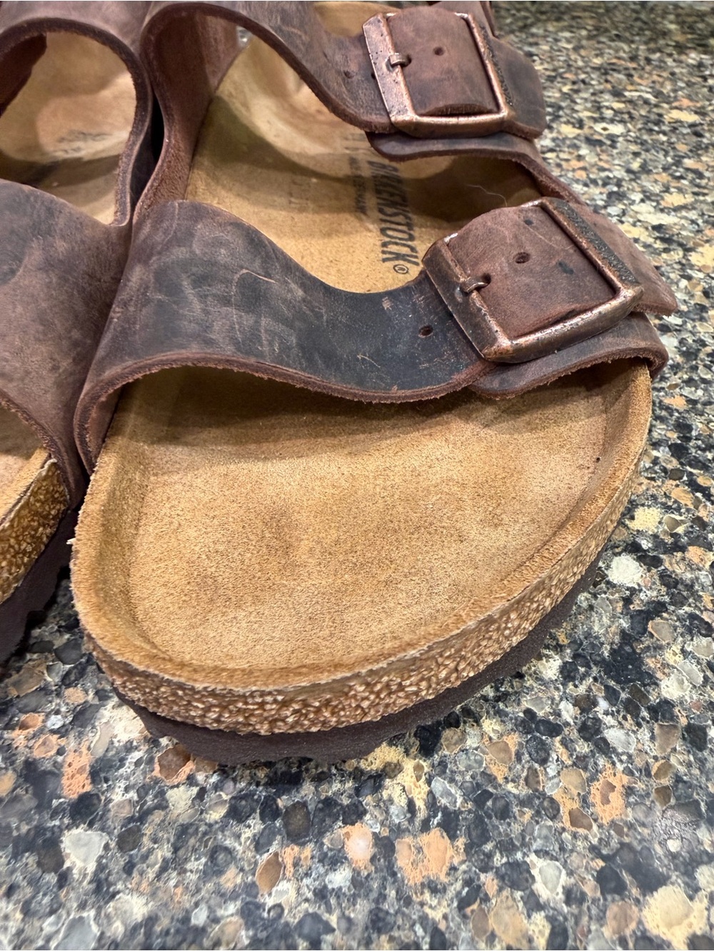 Brown Double Buckle Leather Sandals Mens 9 - Picture 2 of 11